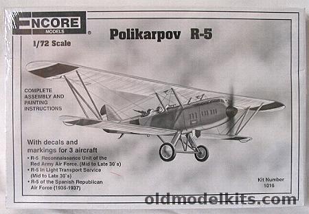 Encore 1/72 Polikarpov R-5 - Red Army Air Force Late 1930s) / Light Transport Late 1930s / Spanish Republican Air Froce 1936-1937, 1016 plastic model kit